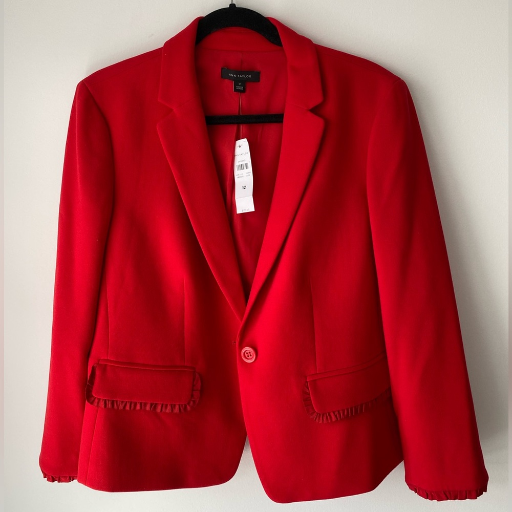 Ann Taylor Red Cropped Blazer